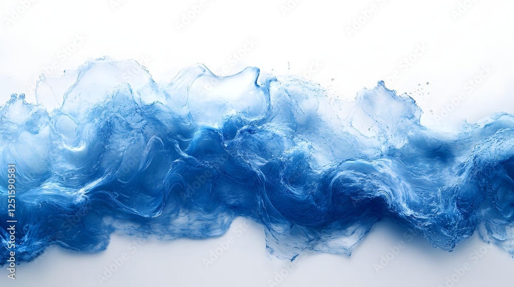 Poster ethereal blue fluid waves flowing with mesmerizing organic textures and dynamic movements abstract d