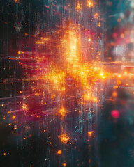 Obraz premium Visualization of quantum encryption revealing dynamic data streams and patterns