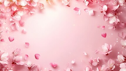 Delicate Pink Blossoms Frame Pastel Background