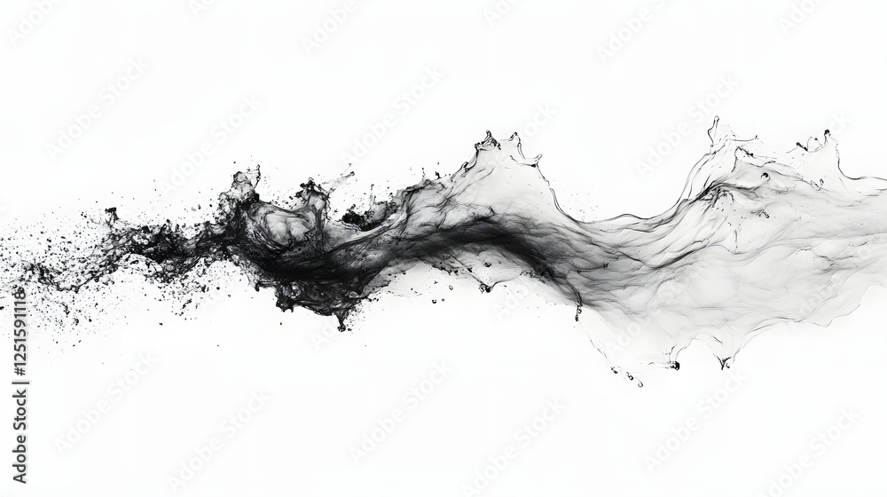 Poster Ethereal Liquid Explosion Captivating Monochrome Abstract Art   Swirling dynamic and energetic this striking abstract image showcases a mesmerizing play of dark liquid like forms in a powerful