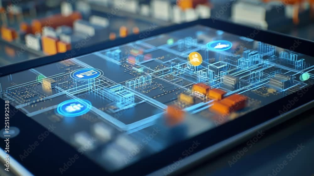 Poster smart logistics management system controlling a warehouse using artificial intelligence and augmente