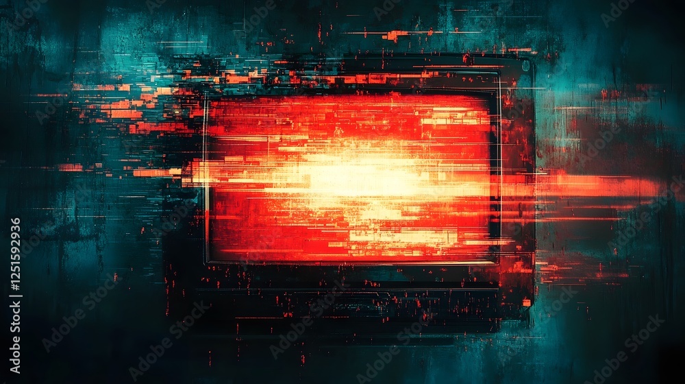 Aufkleber explosive cyberpunk inspired abstract digital artwork featuring vibrant neon lights dynamic motion g