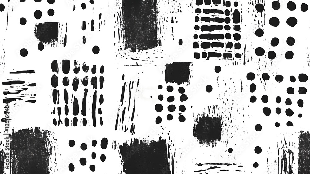 Poster Expressive Abstract Minimalist Geometric Patterns in Monochrome Tones