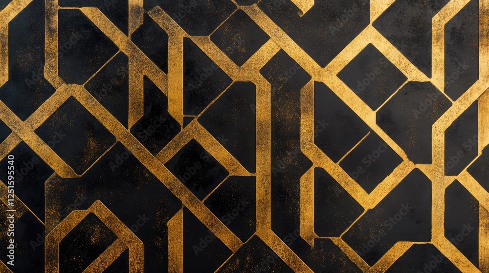 Poster a sophisticated pattern of overlapping translucent polygons with a golden shimmer gradient.
