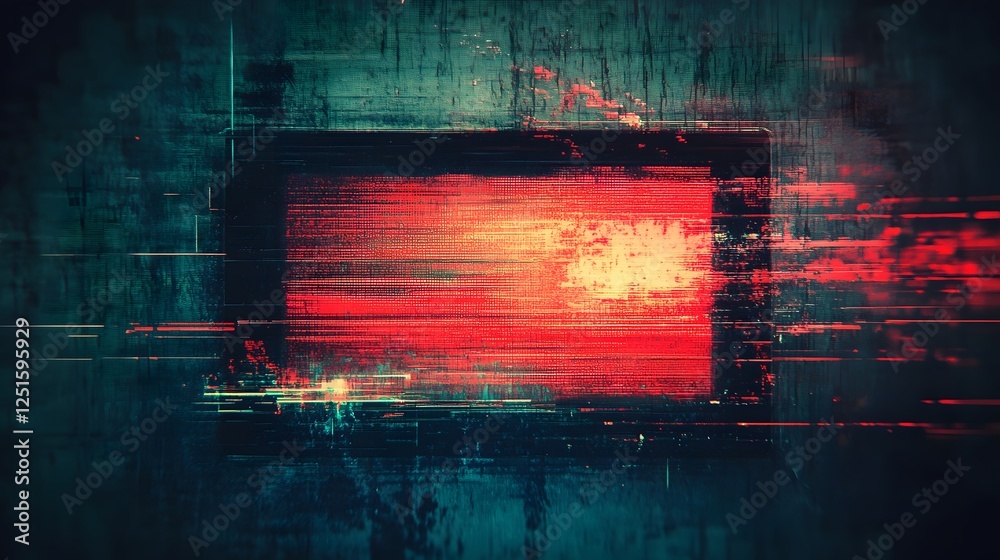 Aufkleber fiery glitch abstract with vibrant neon lights and phosphorescent splatter effects dynamic energetic