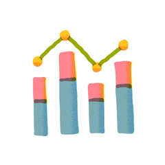 棒グラフと折れ線グラフの手描きイラスト素材