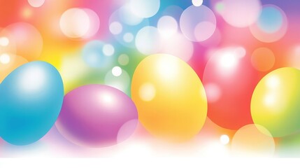 Colorful Easter Eggs On Bright Background Decorative Celebration Happy Spring Holidays Theme Art.