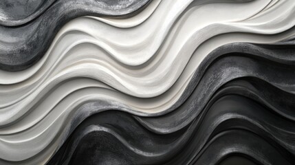 Obraz premium Black, white, and dark gray gradient with a smooth wave effect, noise grain texture, and modern metallic appeal.