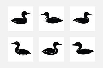 Loon silhouette bundle vector illustration.