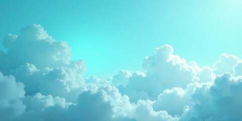 Serene Sky A Breathtaking Panorama of Fluffy White Clouds Drifting Across a Vibrant Turquoise Sky