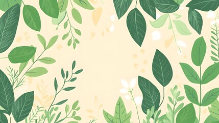 Green Lush Foliage Leaves Natural Background with Elegant Calm Aesthetic Design