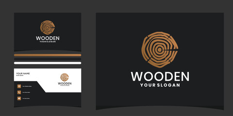 Wooden logo design with circle shape