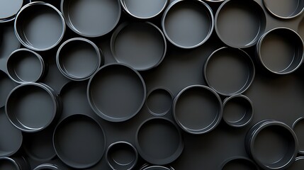 Abstract circles, dark, geometric pattern, 3D background, wallpaper