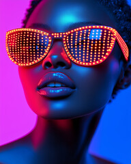 Vibrant Fashion Portrait with Neon Sunglasses © Meekarn