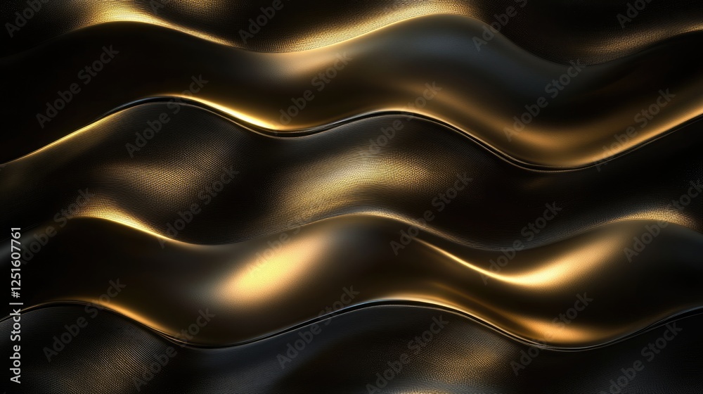 Poster dark metallic abstract background with folded geometric patterns and subtle light reflections.