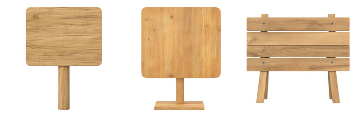 Wooden Signs for Various Display Purposes Isolated on transparent background