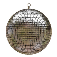 Disco ball isolated on white, transparent, silver shiny discoball