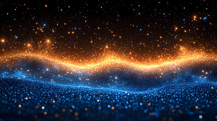 Obraz premium Stunning Blue & Gold Glitter Wave Abstract Background