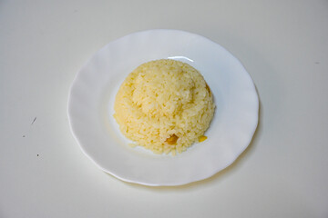 Traditional delicious Turkish food; Turkish style rice pilaf (Turkish name; Arpa sehriyeli. tavuk, kuru fasulyeli, pirinc pilavi). Cigerli, kavurmali, tereyagli nohut pilav.
