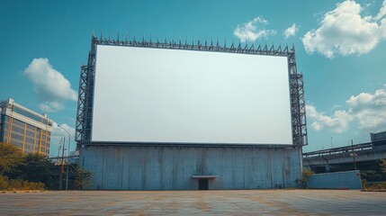 Obraz premium Massive White Billboard Against Clear Blue Sky Background
