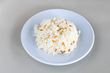 Traditional delicious Turkish food; Turkish style rice pilaf (Turkish name; Arpa sehriyeli. tavuk, kuru fasulyeli, pirinc pilavi). Cigerli, kavurmali, tereyagli nohut pilav.
