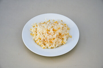 Traditional delicious Turkish food; Turkish style rice pilaf (Turkish name; Arpa sehriyeli. tavuk, kuru fasulyeli, pirinc pilavi). Cigerli, kavurmali, tereyagli nohut pilav.
