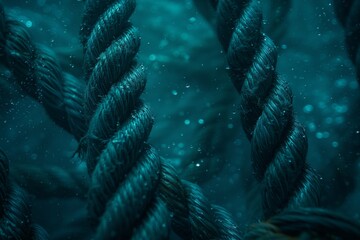 Detailed view of a coiled green nylon rope highlighting its texture and twisted structure