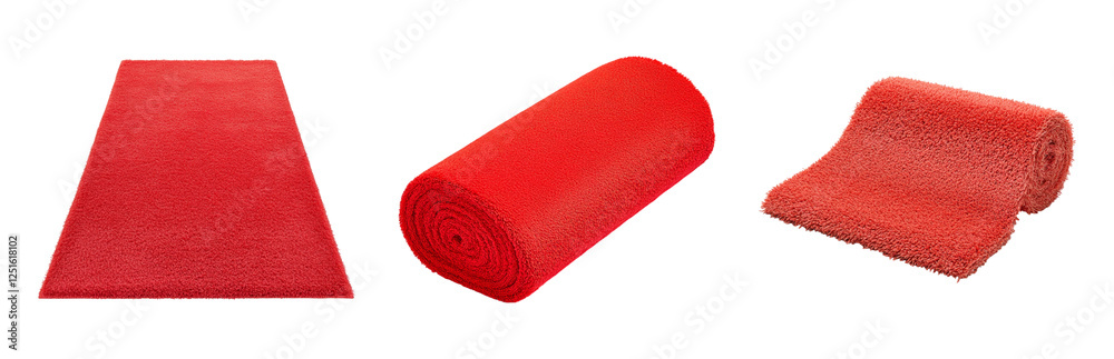 Wall mural various red carpet textures for events isolated on transparent background