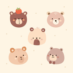 Cute Bear Character Illustration Flat Vector