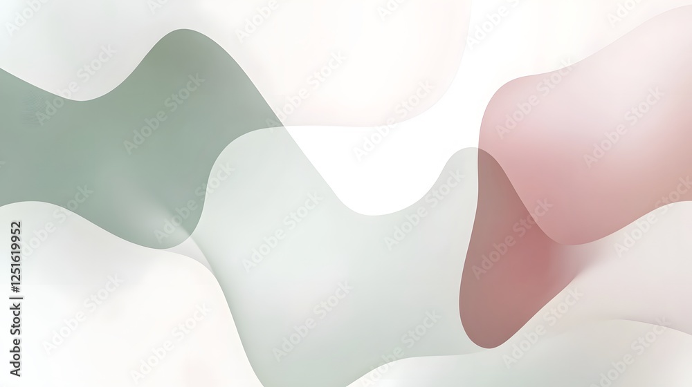 Poster mesmerizing gradient waves forming organic fluid shapes in soft pastel tones
