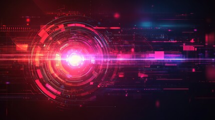 Obraz premium Red futuristic digital interface glowing; data stream background