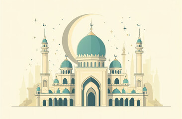 Fototapeta premium An illustration of mosque and ramadan vibes