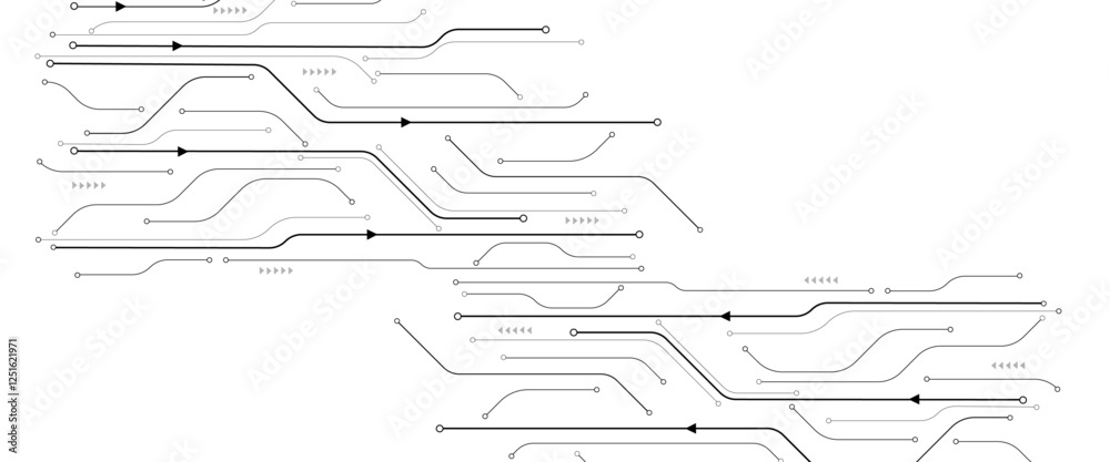 Leinwandbilder vectors white abstract geometric dots and lines connection circuit concept. hi tech digital connect,