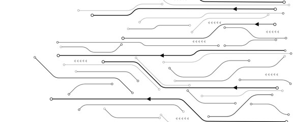 Vectors White Abstract geometric dots and lines connection circuit concept. Abstract digital background.