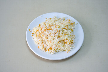 Traditional delicious Turkish food; Turkish style rice pilaf (Turkish name; Arpa sehriyeli. tavuk,...