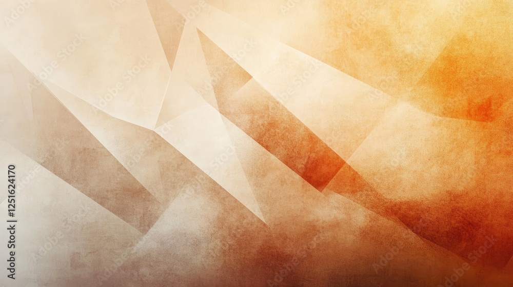 Poster peachy beige abstract design with polygon angles and folded shadows. grungy rough texture with a sof