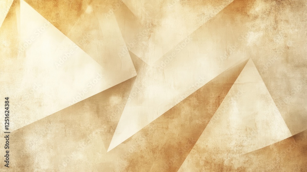 Poster peachy beige abstract design with polygon angles and folded shadows. grungy rough texture with a sof