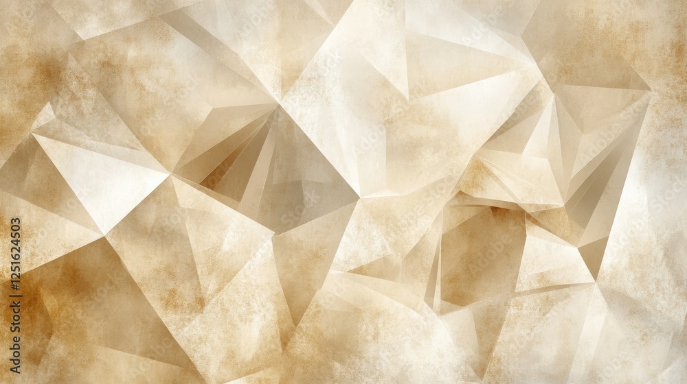 Poster peachy beige abstract design with polygon angles and folded shadows. grungy rough texture with a sof