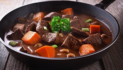 boeuf bourgignon beef stew in a pan