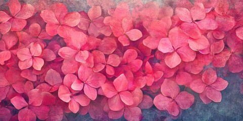 Fototapeta premium Close up of vibrant pink hydrangea blossoms form beautiful pattern