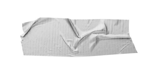Naklejka premium Strip of silver adhesive tape on white background, top view