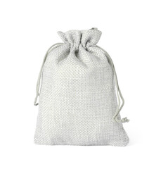 One grey burlap sack isolated on white