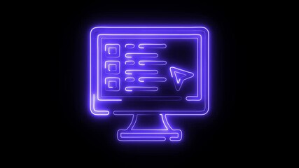 Glowing neon Online Test icon isolated on black background. HD Video motion graphic animation - Powered by Adobe
