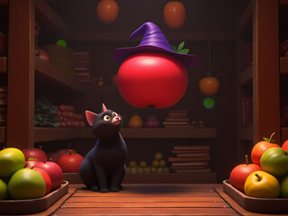  "Enchanted Marketplace with a Witch’s Cat"