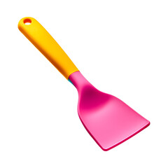 Vibrant Silicone Dough Scraper in Pink and Yellow Isolated on Transparent Background