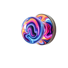 A fluid-inspired glossy doorknob with a swirling neon effect