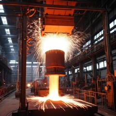  Captivating moment of molten steel being poured in an industrial facility