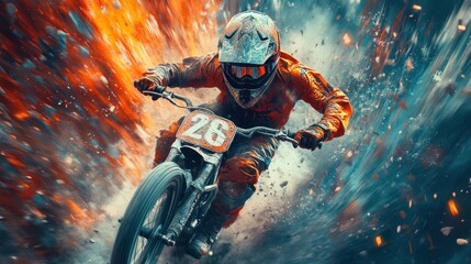 BMX Biker Poster against abstract background