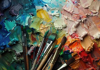 brushes and palette	