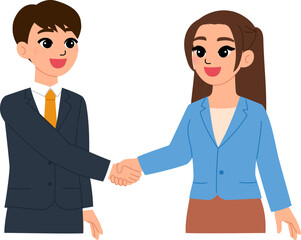 Obraz premium businessman and businesswoman shaking hands for greeting illustration